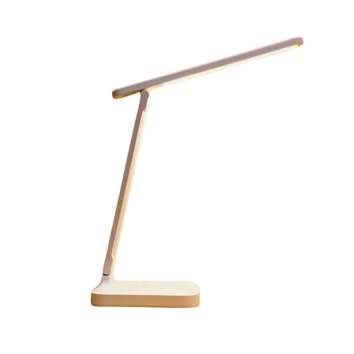 a clear, isolated shot of the white desk lamp against a plain background, highlighting its minimalist design and adjustable arm.