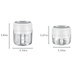 Two sizes of compact food choppers with dimensions labeled, 3.93 inches and 3.07 inches in height, both with a width of 3.34 inches.