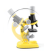 A yellow and black microscope with an adjustable rotating head.