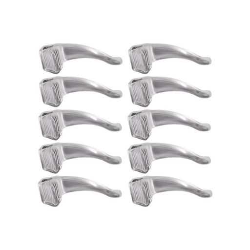 Ten Transparent Anti-Slip Eyeglass Ear Grips displayed on white background.