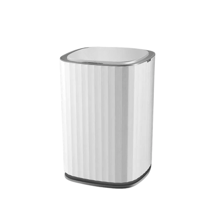 Smart white trash can. Display on white background.