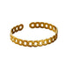 Gold chain-link bracelet displayed on a white background.