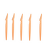 A set of five eyebrow razors in a peach color, aligned horizontally to showcase their uniform design and size. Display on white background.