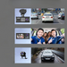 This collage depicts different views and uses of a dash cam. It includes images of the dash cam mounted in a car, a scene of a busy road, and a group of people inside a car, emphasizing the device’s functionality for recording both inside and outside the vehicle.