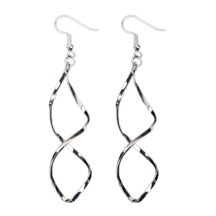 Spiral Drop Earrings, Geometric Design, Gold or Silver Finish, Lightweight, Zinc Alloy, 3.74in Length, Casual & Party Wear