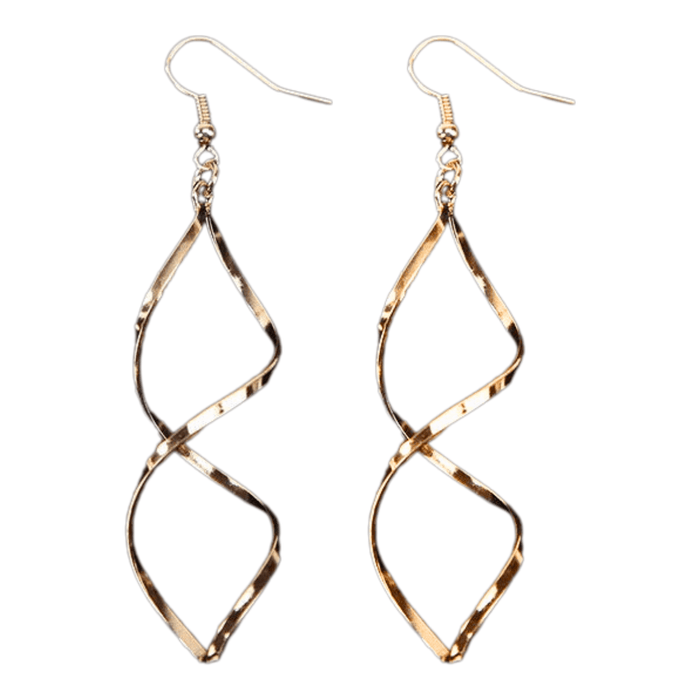 Spiral Drop Earrings, Geometric Design, Gold or Silver Finish, Lightweight, Zinc Alloy, 3.74in Length, Casual & Party Wear