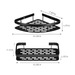 Dimensions of two black wall-mounted shelves. The corner shelf measures 11.02 inches by 7.87 inches by 1.97 inches. The rectangular shelf measures 11.81 inches by 5.12 inches by 1.97 inches. The background of the image is white.