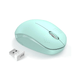 A mint green wireless mouse with a USB receiver placed next to it, displayed on a white background.