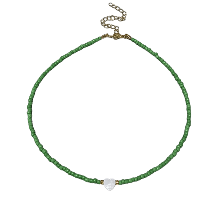 Green Heart Beaded Choker.