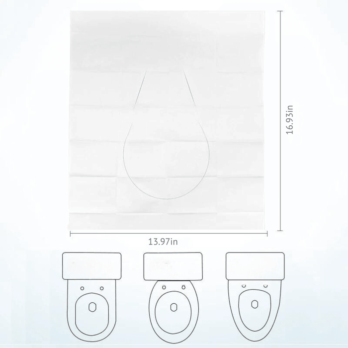 Toilet paper cover with front views, including dimensions of 13.97 inches in width and 16.93 inches in height, shown on a white background.