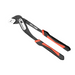 Adjustable wrench with red and black ergonomic handle. Display on white background.