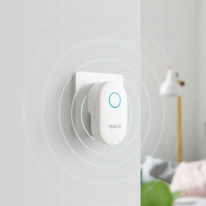 Reolink chime plugged into a wall outlet to hear knocking from every room.