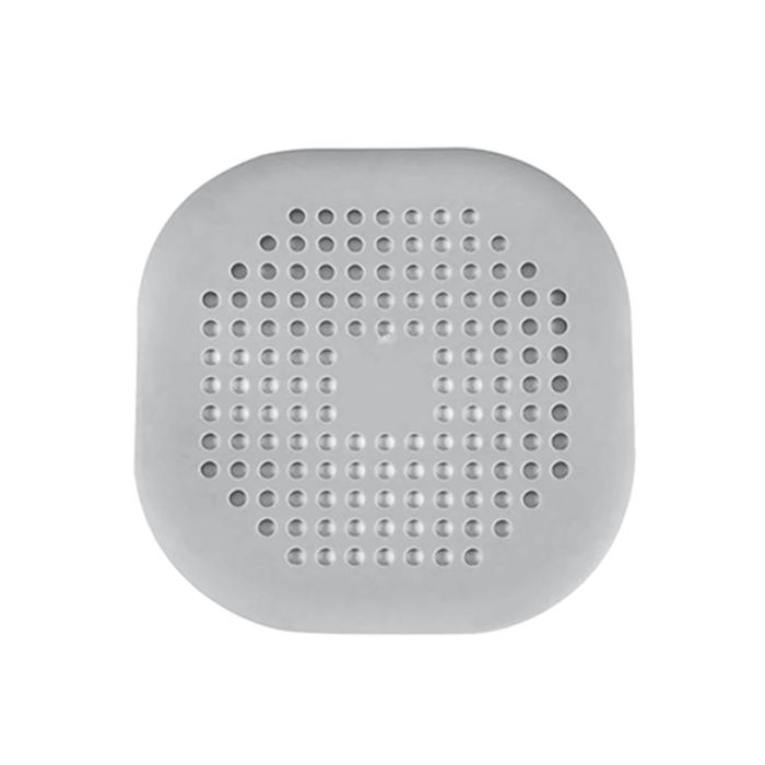 Single gray silicone drain cover isolated on white background.