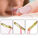 Three close-ups of sewing needles on action. suitable for various fabrics and sewing techniques.