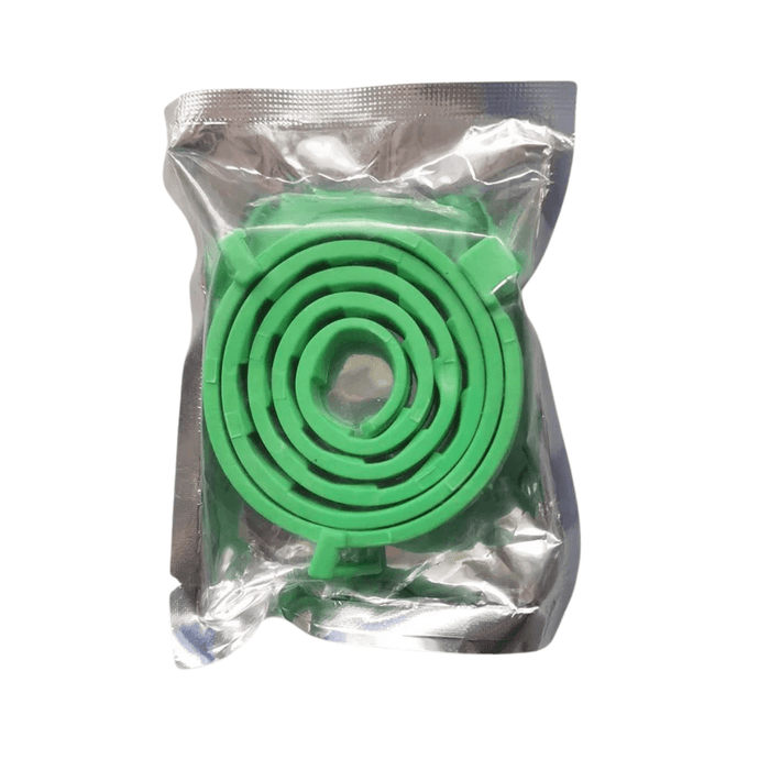 green flea collar in a sealed package.