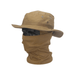 Khaki hat with matching face cover.