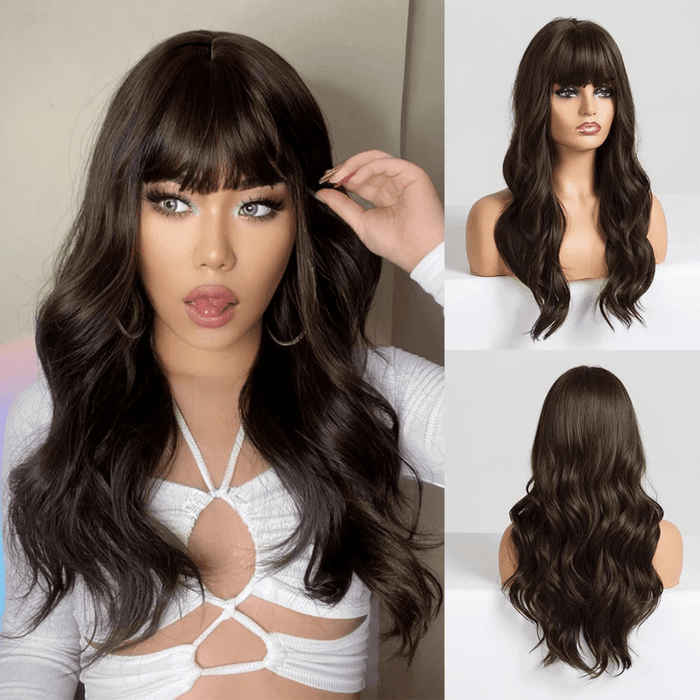 Ombre Synthetic Wigs – 26+ Inch Heat-Resistant Fiber with Adjustable Cap, Perfect for Daily Wear, Cosplay, and Events