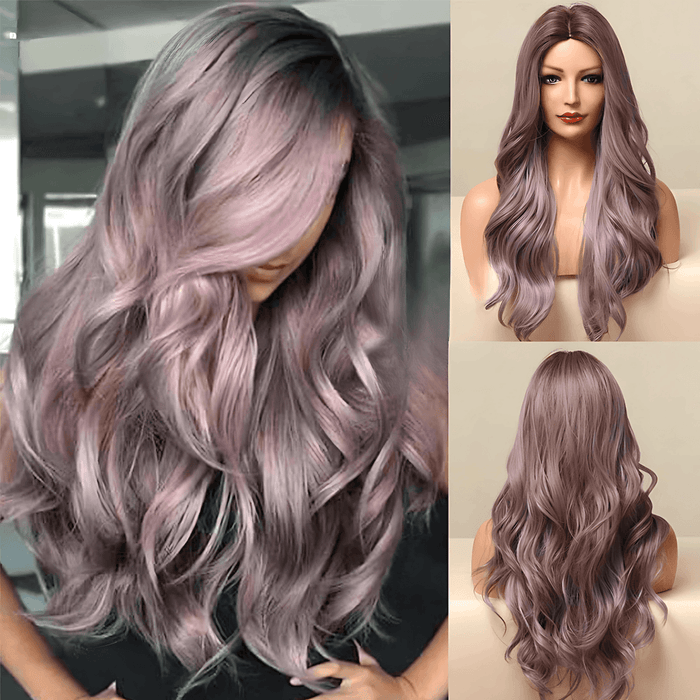 Ombre Synthetic Wigs – 26+ Inch Heat-Resistant Fiber with Adjustable Cap, Perfect for Daily Wear, Cosplay, and Events