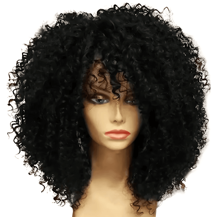 Synthetic Afro Kinky Wigs, 16in Curls, Heat-Resistant, Adjustable Cap, Low Maintenance, Daily Wear, Available in Multiple Colors