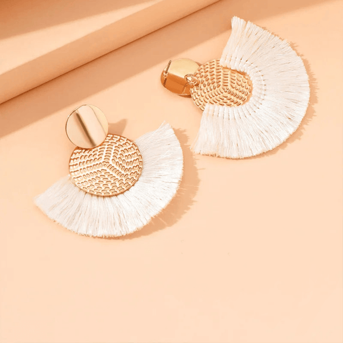 Bohemian Tassel Fringe Earrings, Bold Zinc Alloy Design with Flowing Tassels And Lightweight