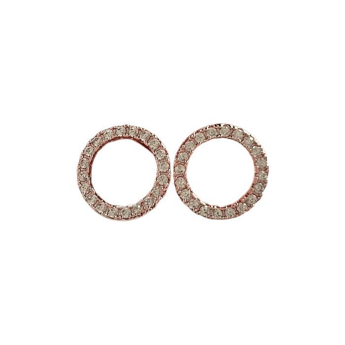 Circle Cubic Zirconia Stud Earrings, Geometric Design, Sparkling Zircon, Available in Rose Gold, Gold, and Silver, Hypoallergenic