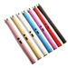 A collection of seven electronic lighters in various colors such as gold, rose-carmine, blue, black, purple, red, and silver displayed in a row against a white background.