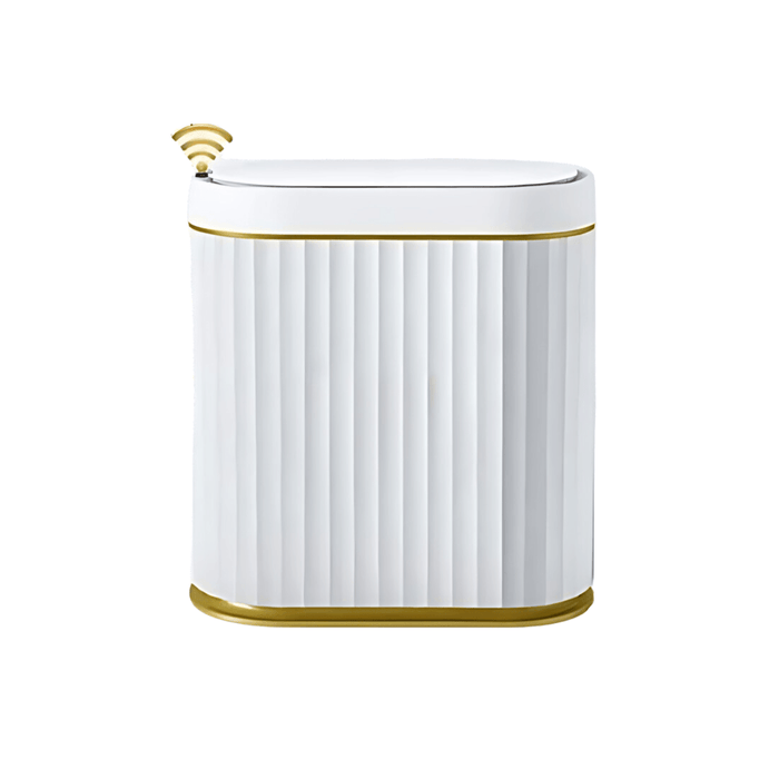 Smart white trash can. Display on white background.