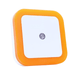 An orange-framed square night light, featuring a central LED for gentle illumination. Display on white background.