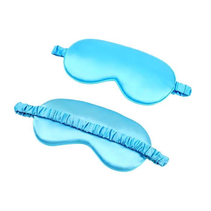 Light Blue sleep eye mask shown from front and back.