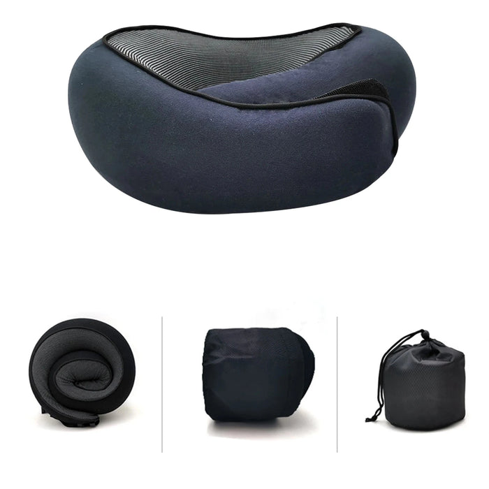 blue Memory Foam Travel Pillow