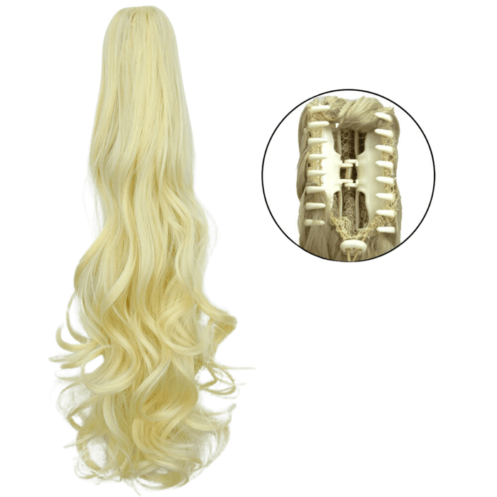 Synthetic Ponytail Hair Extensions, 24in Length, Heat-Friendly Fiber, Clip-In Design, Realistic Look, Multiple Pure Colors Available