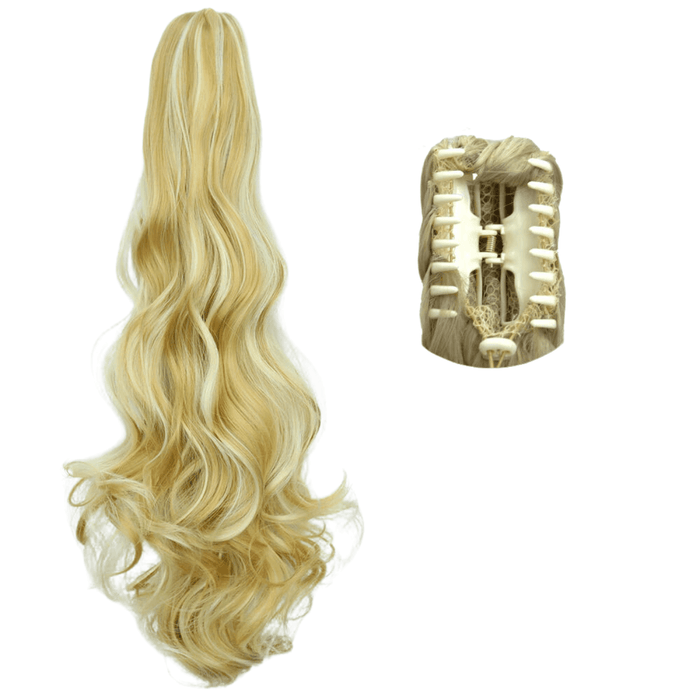 Synthetic Ponytail Hair Extensions, 24in Length, Heat-Friendly Fiber, Clip-In Design, Realistic Look, Multiple Pure Colors Available