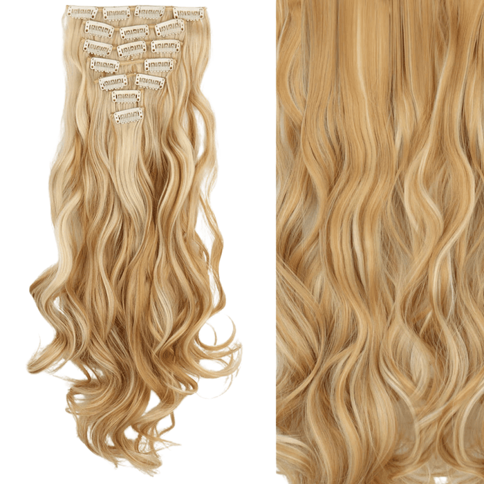 Clip-In Hair Extensions 24in Length, Wavy or Straight Texture, Easy Clip-In, Lightweight, Heat-Resistant Fiber for a Natural Look