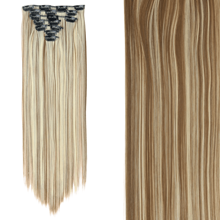 Clip-In Hair Extensions 24in Length, Wavy or Straight Texture, Easy Clip-In, Lightweight, Heat-Resistant Fiber for a Natural Look