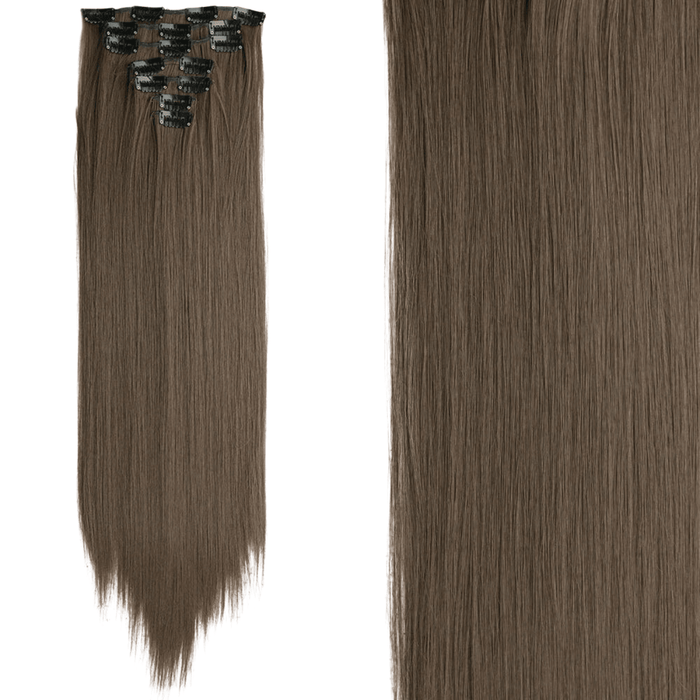 Clip-In Hair Extensions 24in Length, Wavy or Straight Texture, Easy Clip-In, Lightweight, Heat-Resistant Fiber for a Natural Look