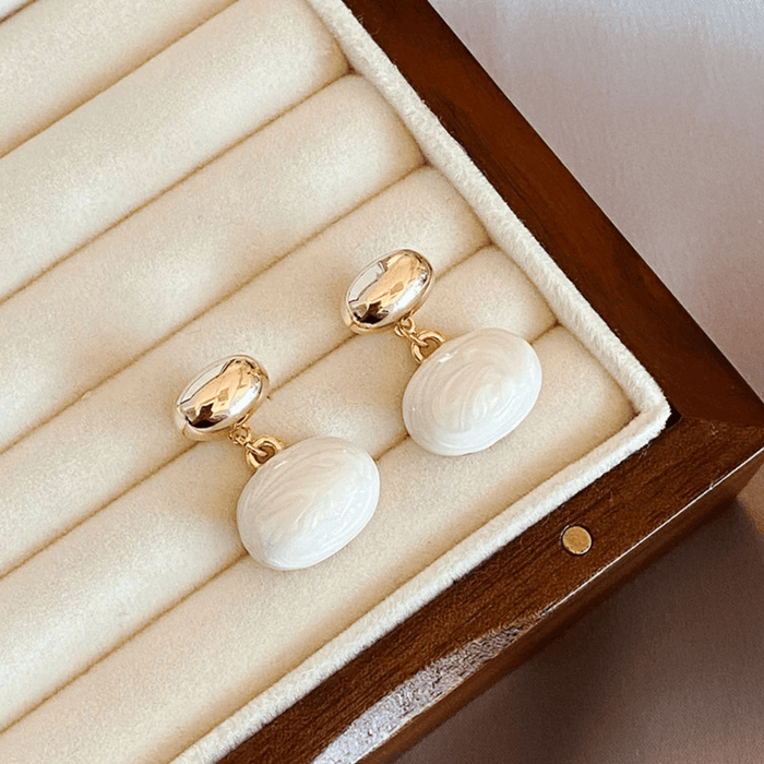 French-Inspired Pearl Earrings, Classic Design, Copper Alloy, Drop Style, Elegant and Trendy, Available in Silver and Gold Colors