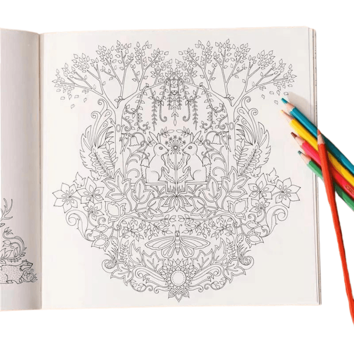 Tranquil Coloring Book with coloring pencils