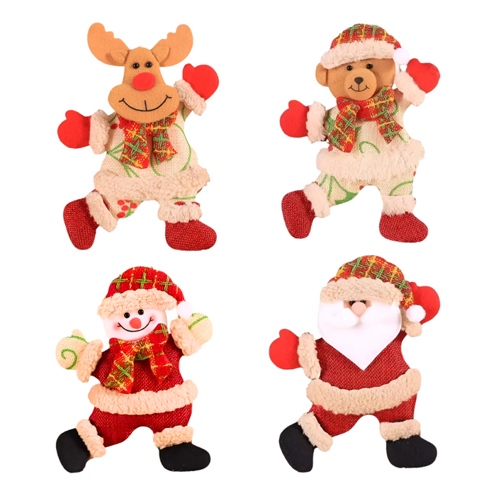 Plush Christmas Ornaments – Soft Felt and Fabric Decorations Featuring Santa, Snowman, Reindeer, and Bear, Perfect for Trees and Holiday Gifts