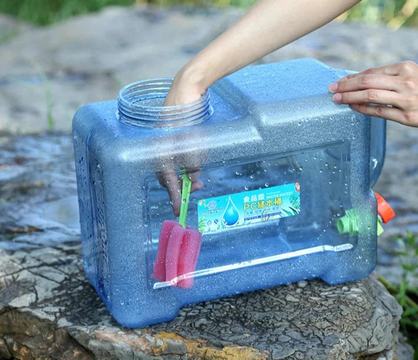 cleaning the inside of a water container, showing its large, easy-access opening.