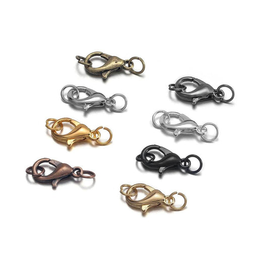 Eight Lobster Clasps in different colors, displayed on white background.