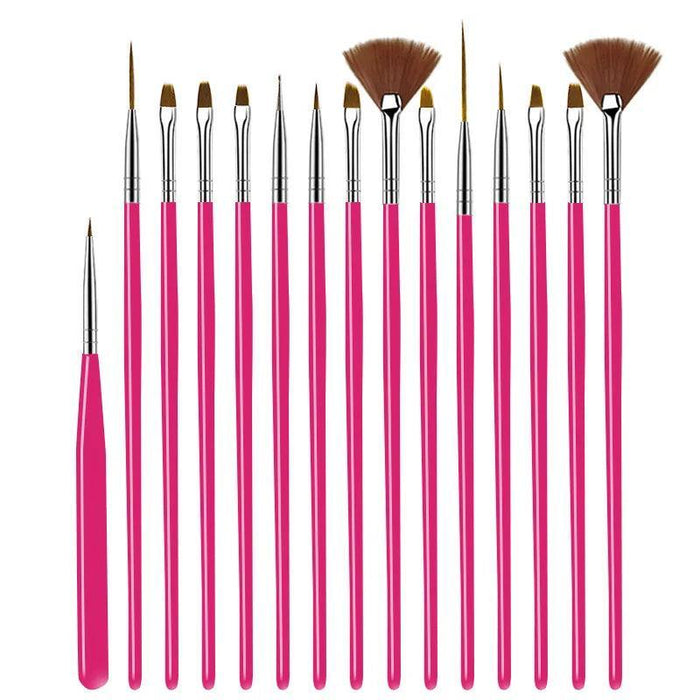 Dark Pink Nail Art Brushes set