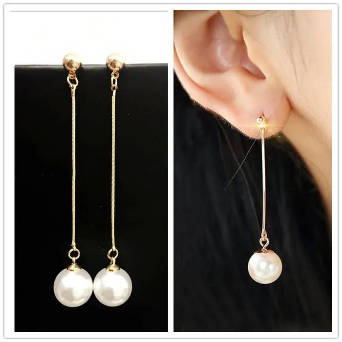 Pearl Tassel Drop Earrings – Elegant Simulated Pearls with Gold Tassels, Lightweight and Perfect for Any Occasion