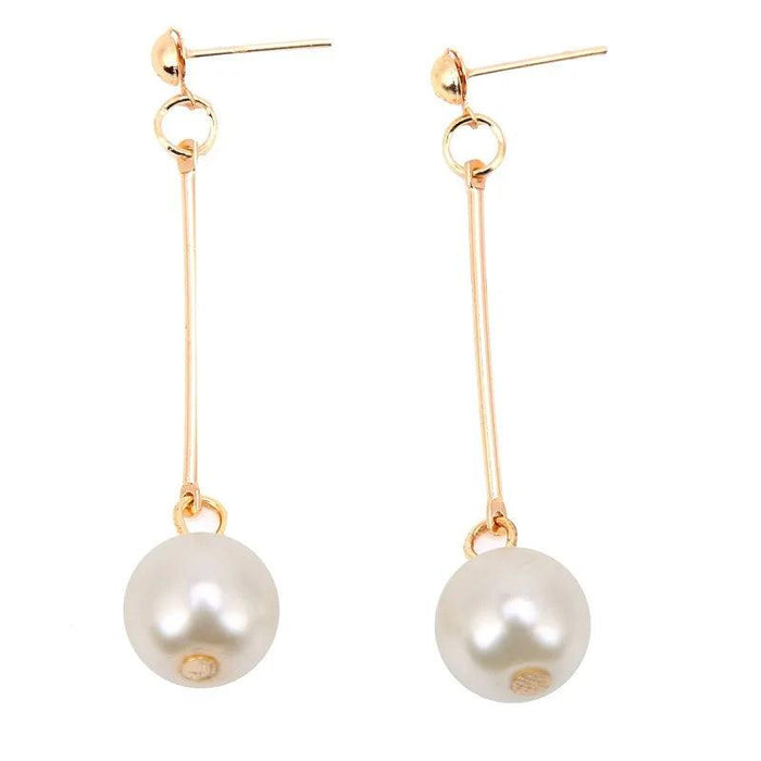 Pearl Tassel Drop Earrings – Elegant Simulated Pearls with Gold Tassels, Lightweight and Perfect for Any Occasion