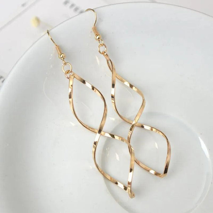 Spiral Drop Earrings, Geometric Design, Gold or Silver Finish, Lightweight, Zinc Alloy, 3.74in Length, Casual & Party Wear