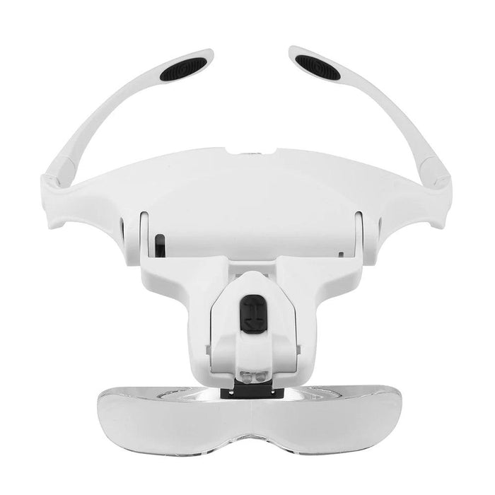 Top view of the white Illuminated Headband Magnifier Visor.