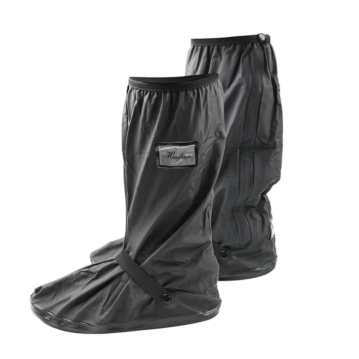 Black Motorcycle Rain Shoe Covers displayed on white background.