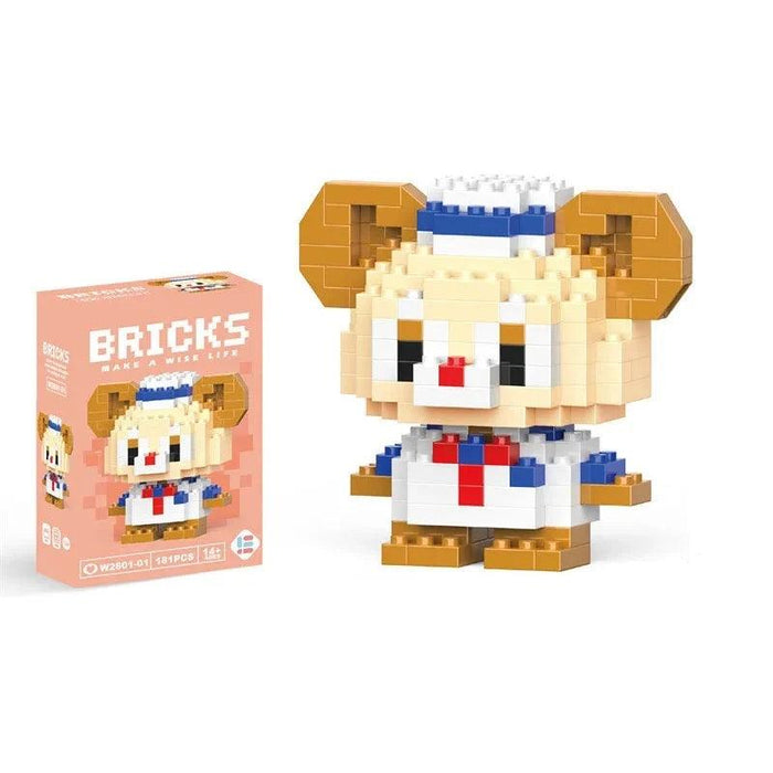 A single block-style toy figure of bear, along with its skin-colored packaging box. Display on white background.