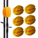 A set of silicone rod holders in yellow color, with one displayed in use on a fishing rod.