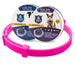 pink flea and tick collar with packaging for both cats and dogs.