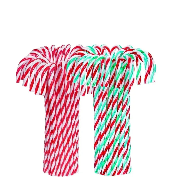 Candy Cane Ornaments, 6-inch Red & Green PVC Decorations, Set of 10, 20, or 40, Perfect for Christmas Trees & Holiday Crafts